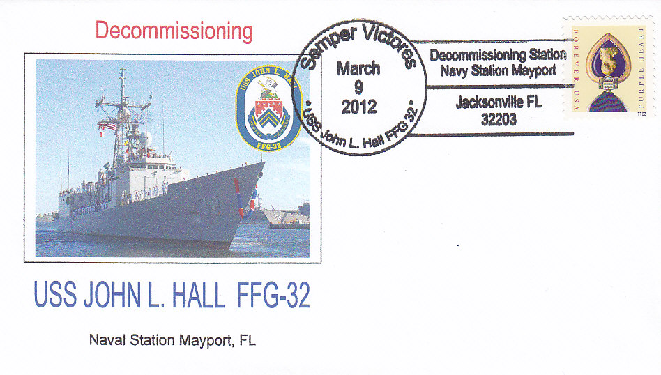 Beleg USS JOHN L. HALL FFG-32 Decommissioning