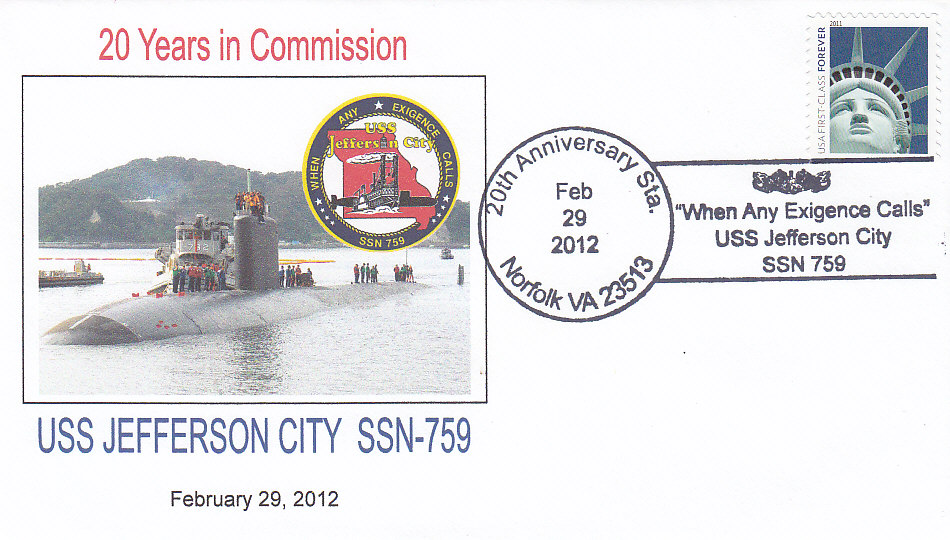 Beleg USS JEFFERSON CITY SSN-759  20 Jahre im Dienst