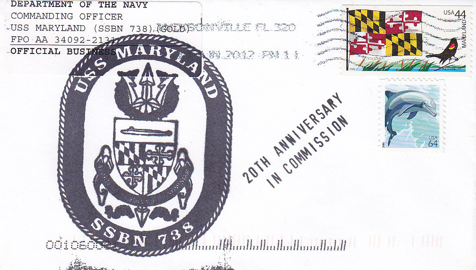 Beleg USS MARYLAND SSBN-738 20th Anniversary