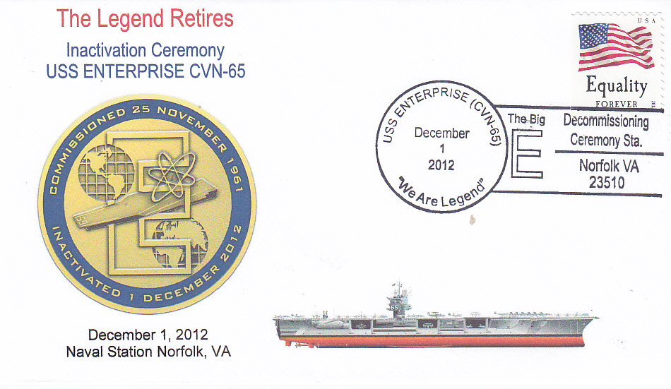 Beleg USS ENTERPRISE CVN-65 Inaktivierung Norfolk, Va