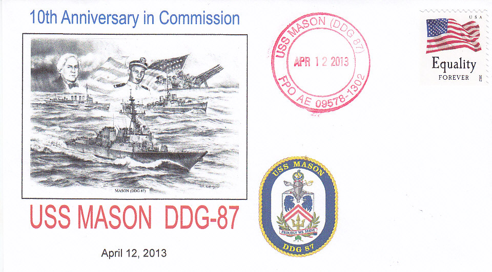 Beleg USS MASON DDG-87 10 Jahre im Dienst