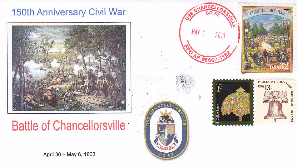 Beleg USS CHANCELLORSVILLE CG-62 zum 150. Jahrestag der Schlacht