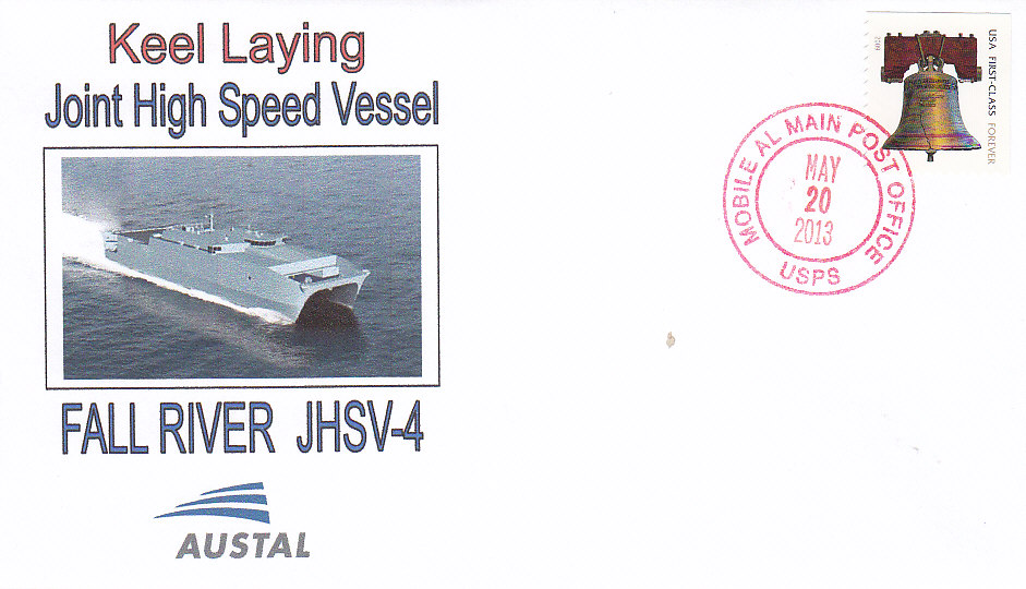 Beleg USNS FALL RIVER JHSV-4 Kiellegung