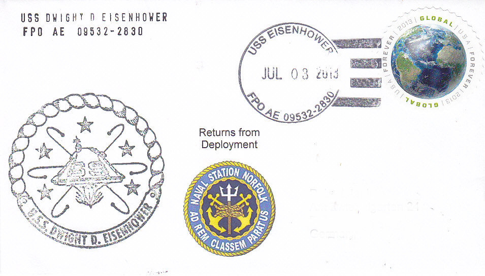 Beleg USS DWIGHT D. EISENHOWER CVN-69 vom 03.07.2013