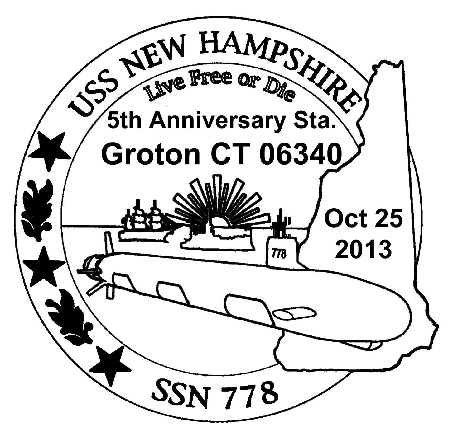 Sonderpoststempel USS NEW HAMPSHIRE SSN-778 5 Jahre im DienstDesign: Wolfgang Hechler