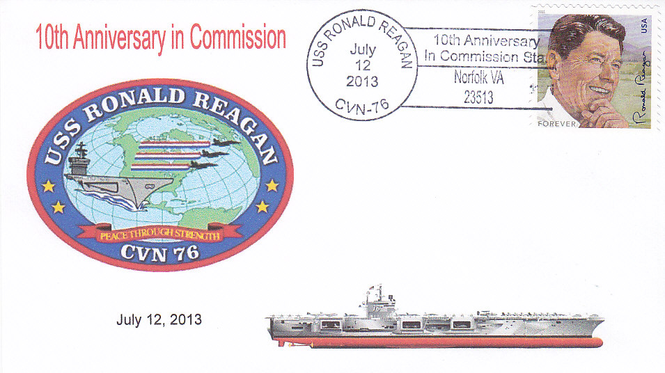Beleg USS RONALD REAGAN CVN-76 10 Jahre im Dienst Norfolk