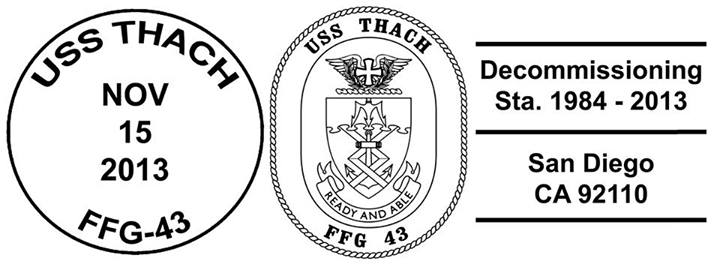 Sonderpoststempel Decommissioning USS THACH FFG-43Design: Wolfgang Hechler