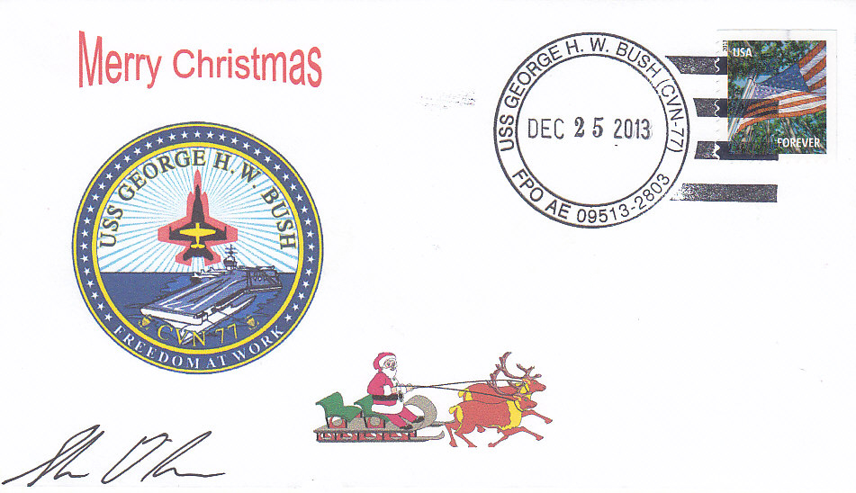 Beleg USS GEORGE H.W. BUSH CVN-77 Weihnachten 2013