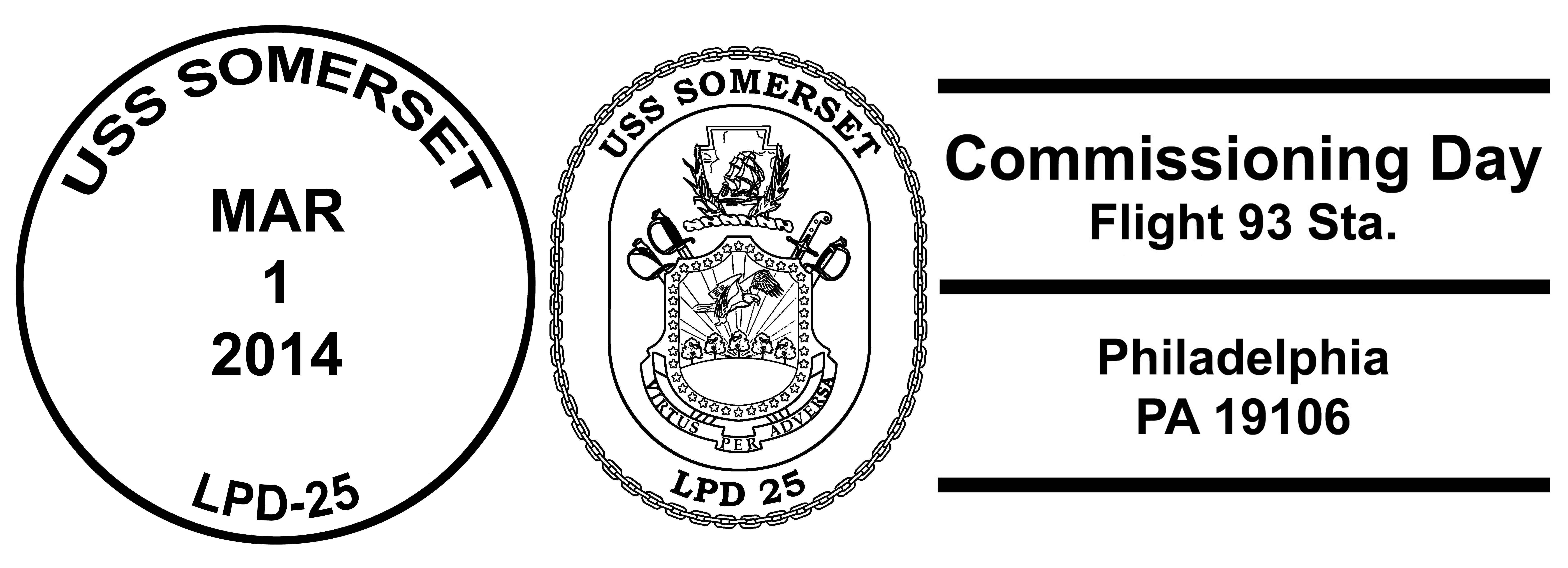 Sonderpoststempel USS SOMERSET LPD-25 Indienststellung PhiladelphiaDesign: Wolfgang Hechler