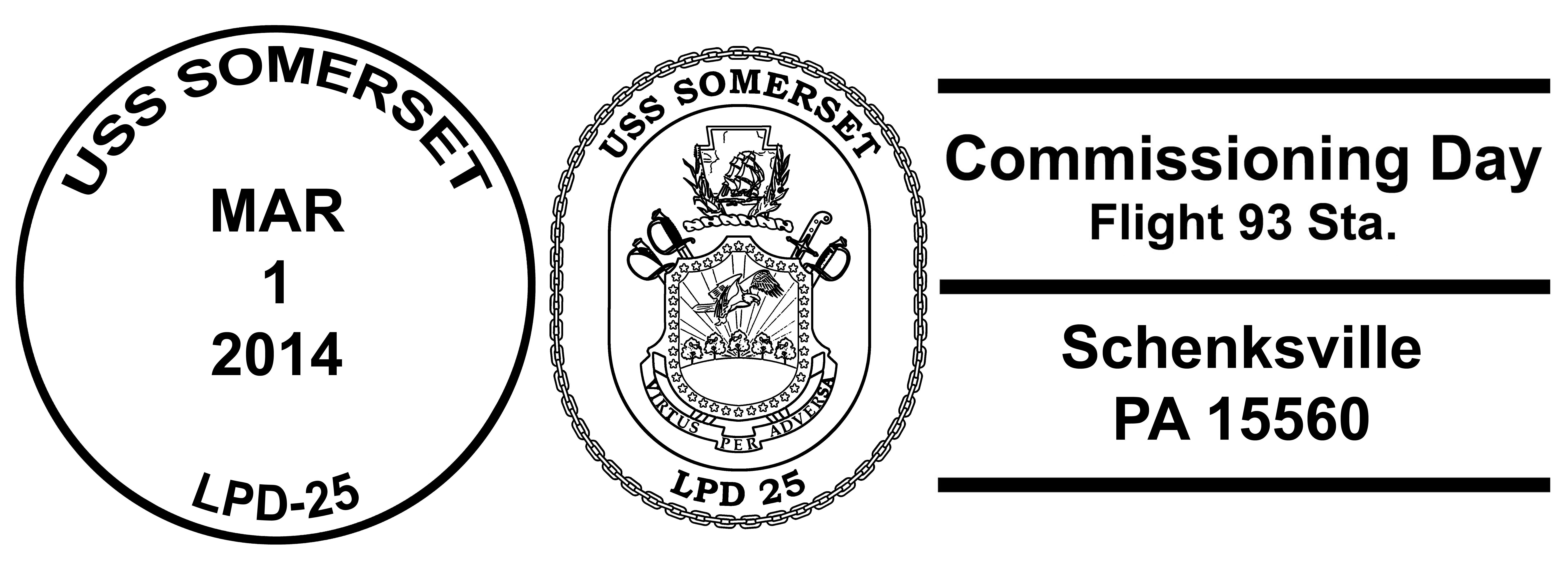 Sonderpoststempel USS SOMERSET LPD-25 Indienststellung SchenksvilleDesign: Wolfgang Hechler