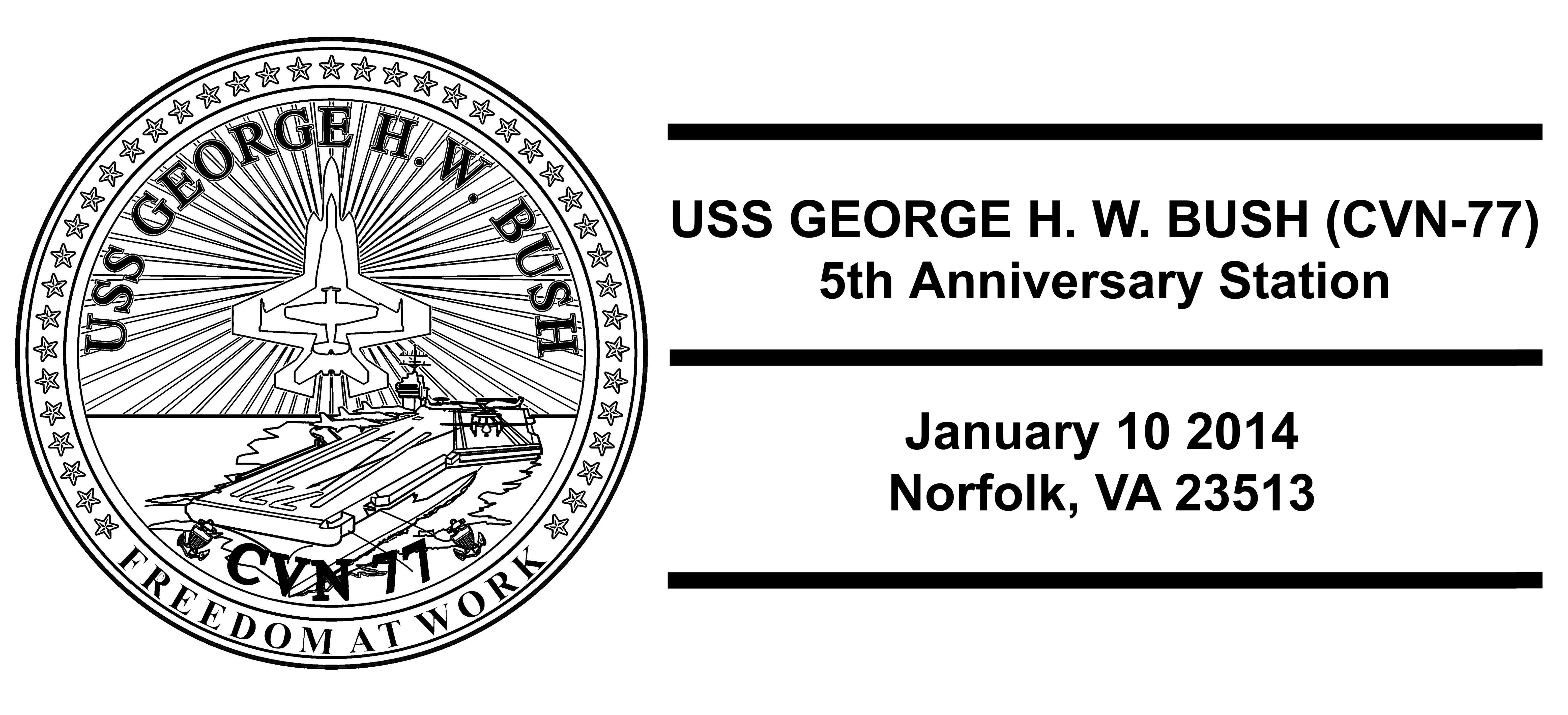 Sonderpoststempel USS GEORGE H.W. BUSH CVN-77 5 Jahre im Dienst Design: Wolfgang Hechler
