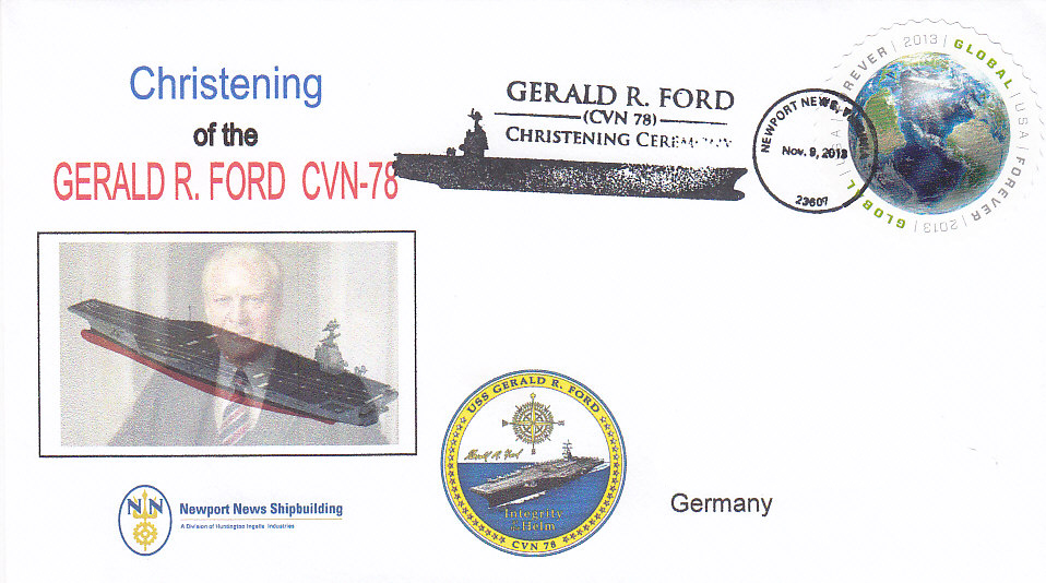 Beleg USS GERALD R. FORD CVN-78 Christening Newport News Shipbuilding