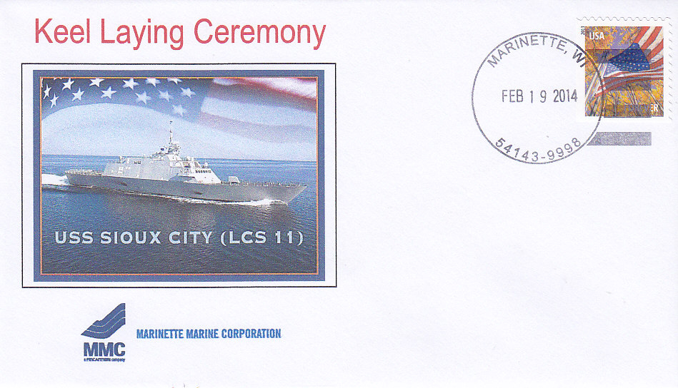 Beleg USS SIOUX CITY LCS-11 Kiellegung