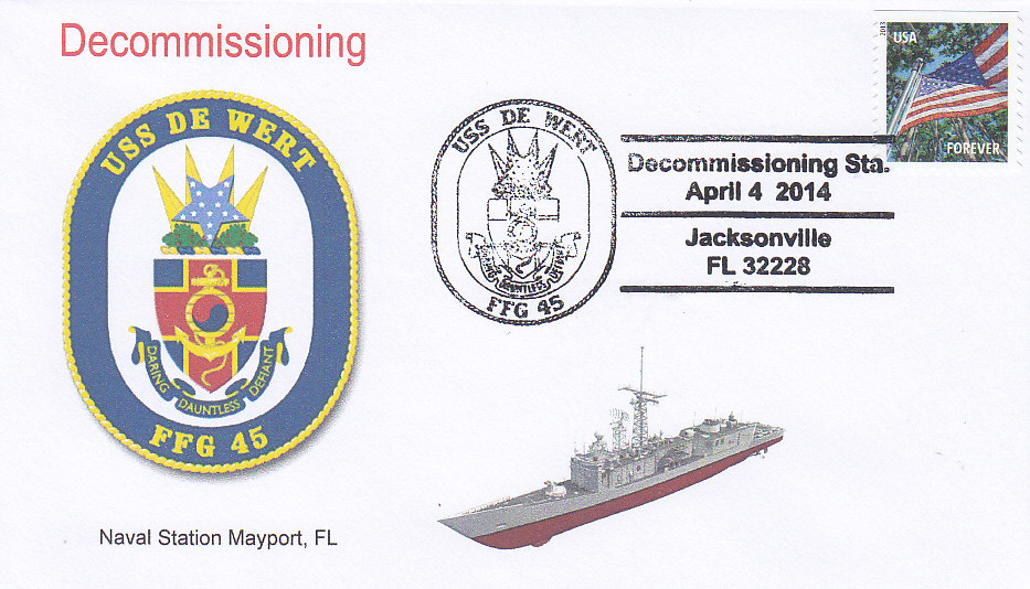 Beleg USS DE WERT FFG-45 Decommissioning