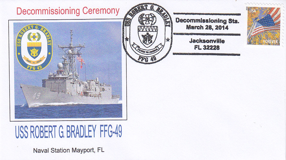 Beleg USS ROBERT G. BRADLEY FFG-49 Decommissioning