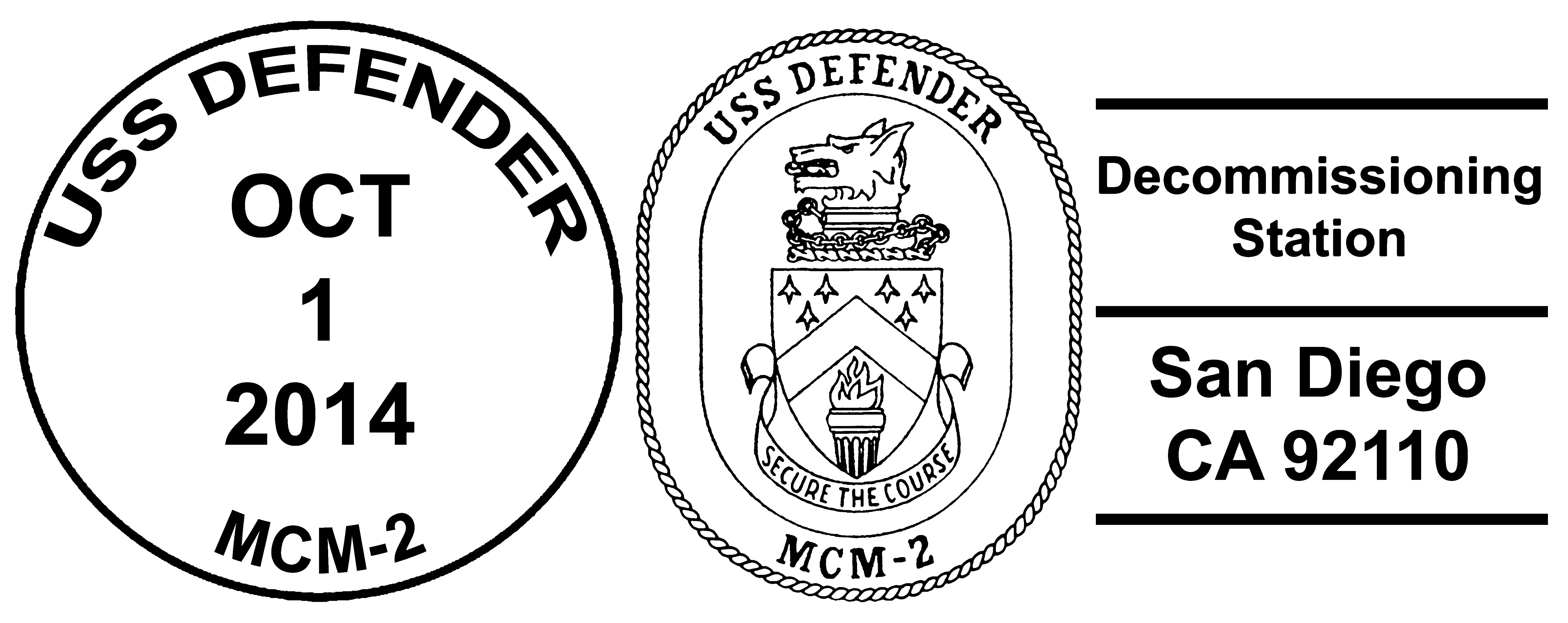 Sonderpoststempel USS DEFENDER MCM-2 Decommissioning Design: Wolfgang Hechler