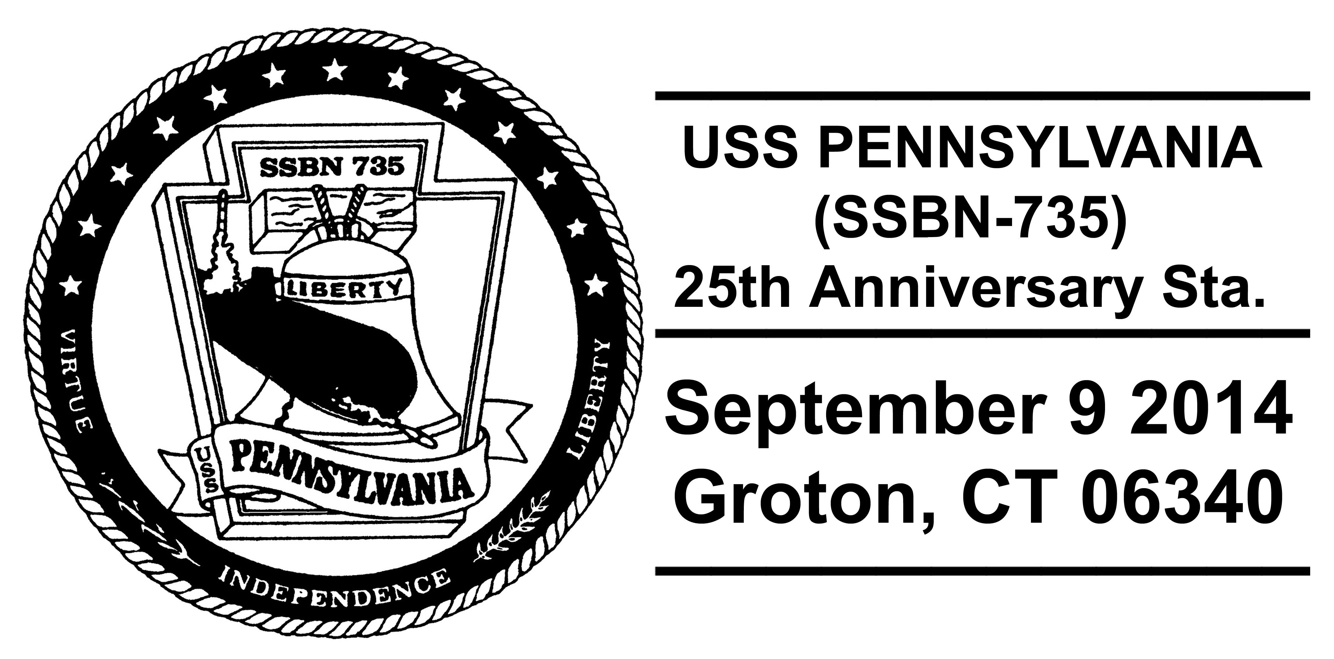 Sonderpoststempel USS PENNSYLVANIA SSBN-735  25 Jahre im Dienst Design: Wolfgang Hechler