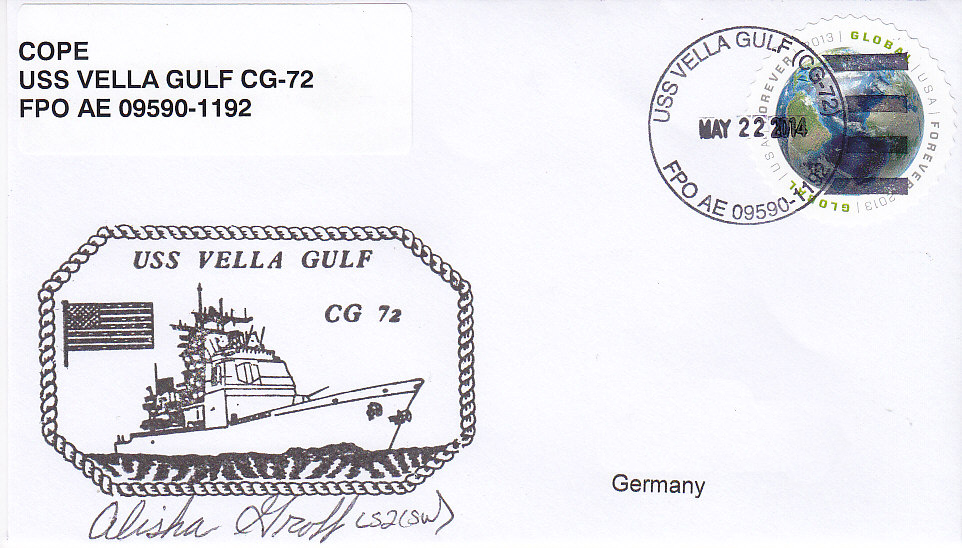 Beleg USS VELLA GULF CG-72 vom 22.05.14