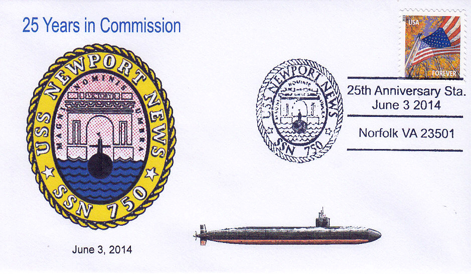 Beleg USS NEWPORT NEWS SSN-750  25 Jahre im Dienst