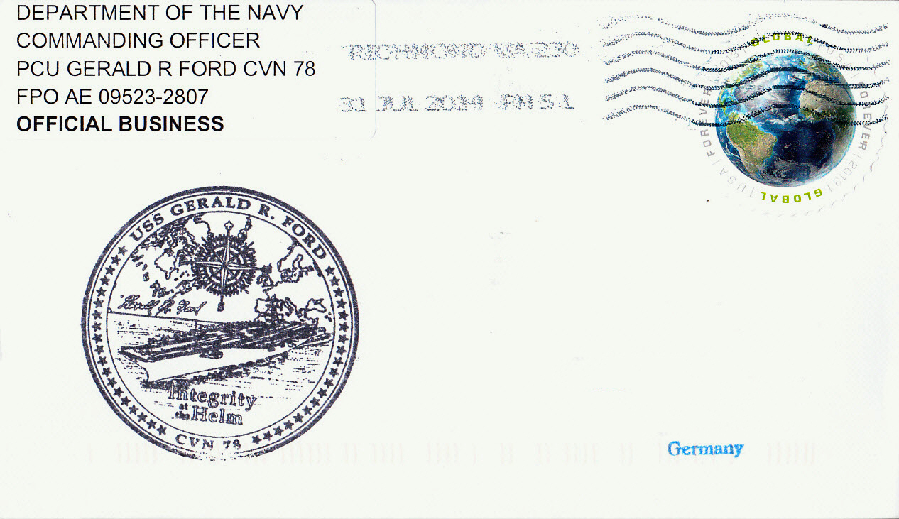 Beleg USS GERALD R. FORD CVN-78 vom 31.07.2014 von Karl Friedrich Weyland