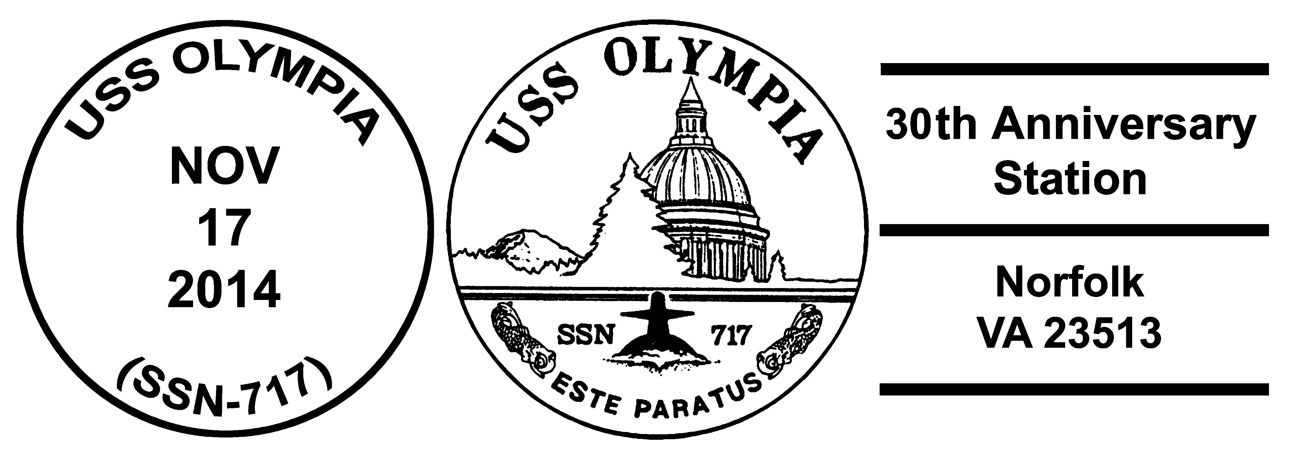 Sonderpoststempel USS OLYMPIA SSN-717  30 Jahre im Dienst Design: Wolfgang Hechler