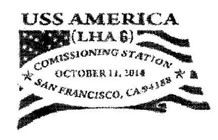 Sonderpoststempel USS AMERICA LHA-6 Commissioning Design: USS AMERICA Commissioning Committee