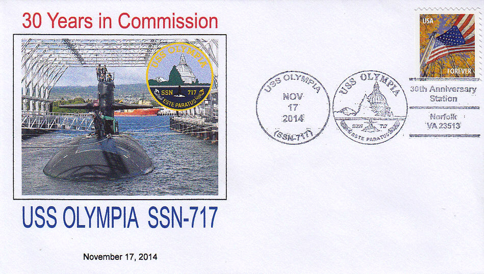 Beleg USS OLYMPIA SSN-717 30 Jahre im Dienst Norfolk