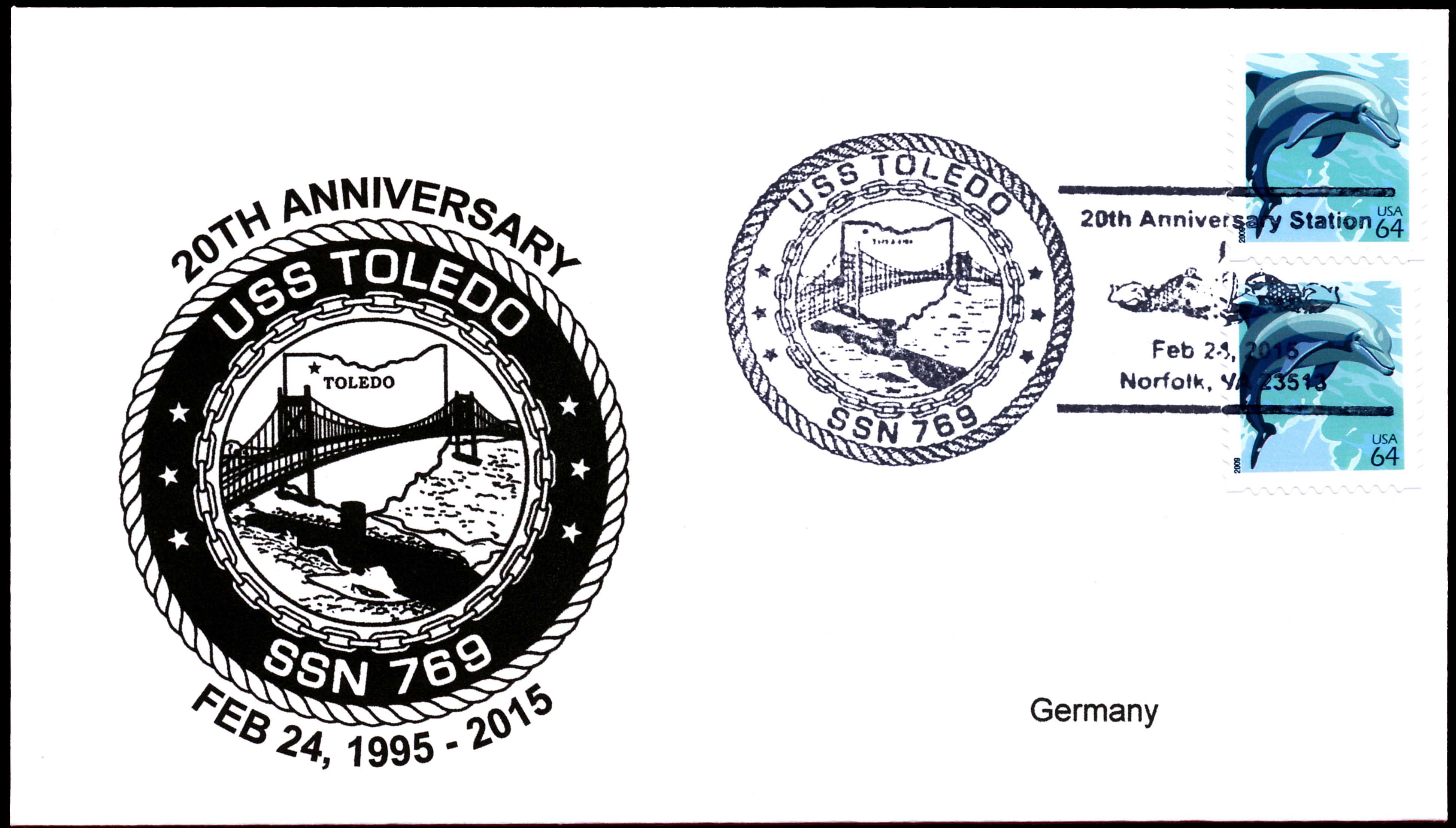 Beleg USS TOLEDO SSN-769  20 Jahre im Dienst von Wolfgang Hechler 