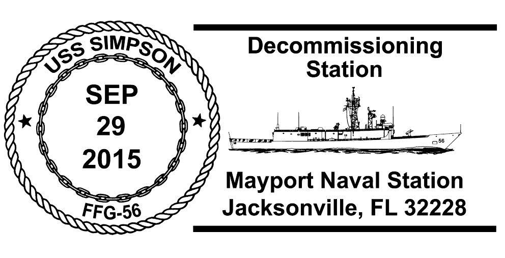 USS SIMPSON FFG-56 Decommissioning Sonderpoststempel Design: Wolfgang Hechler