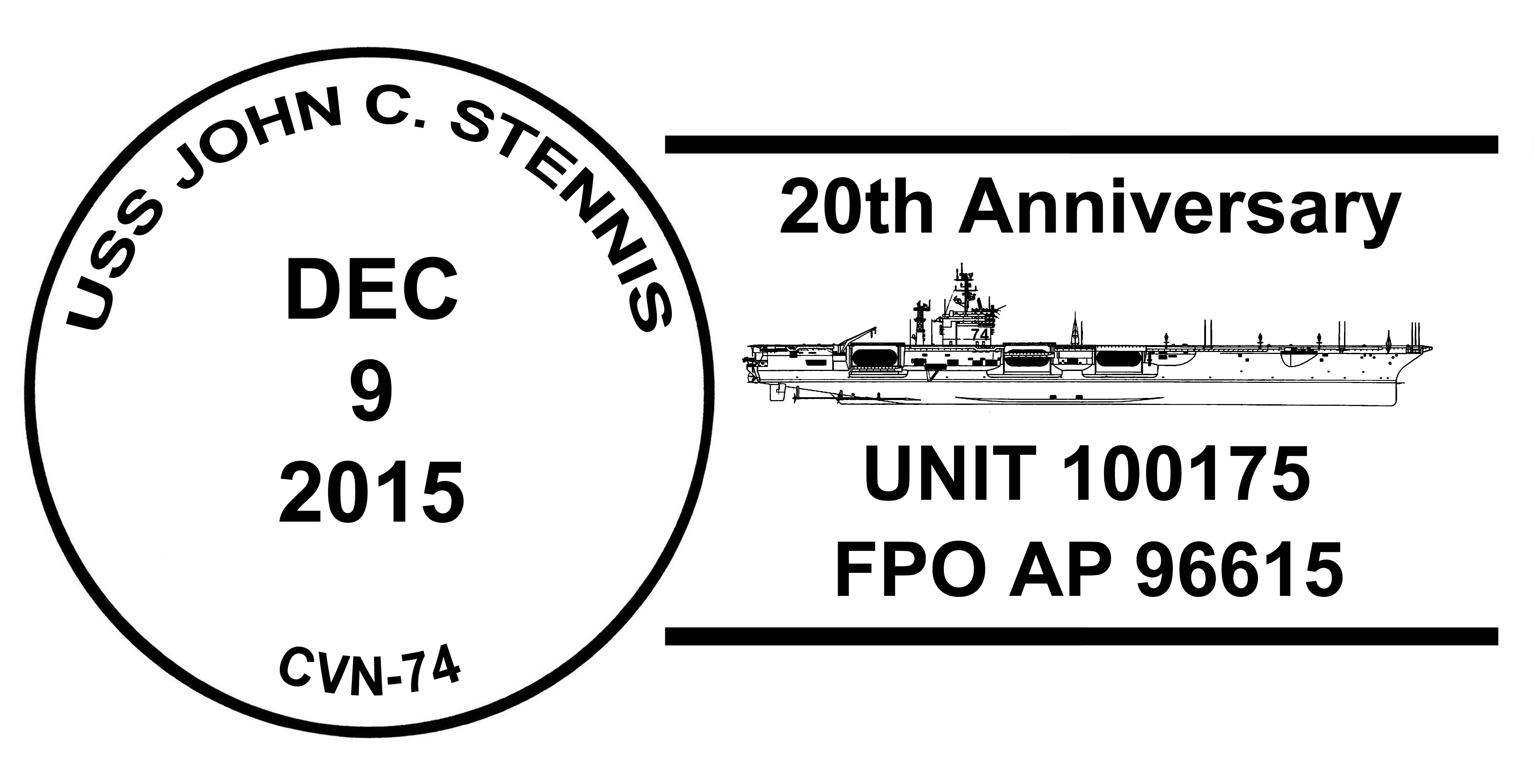 USS JOHN C. STENNIS CVN-74 Sonderpoststempel 20 Jahre im Dienst Grafik: Wolfgang Hechler