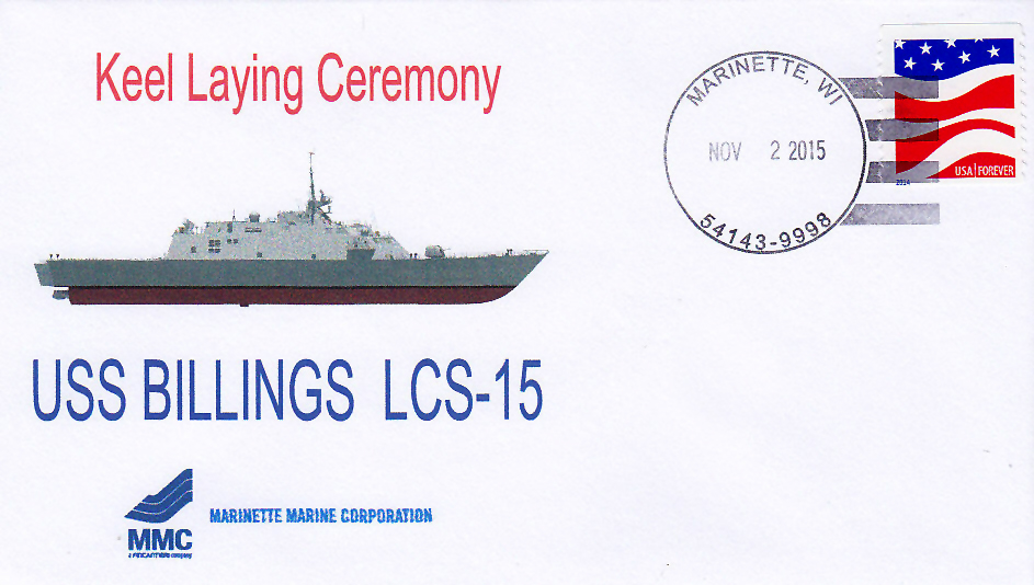 Beleg USS BILLINGS LCS-15 Kiellegung
