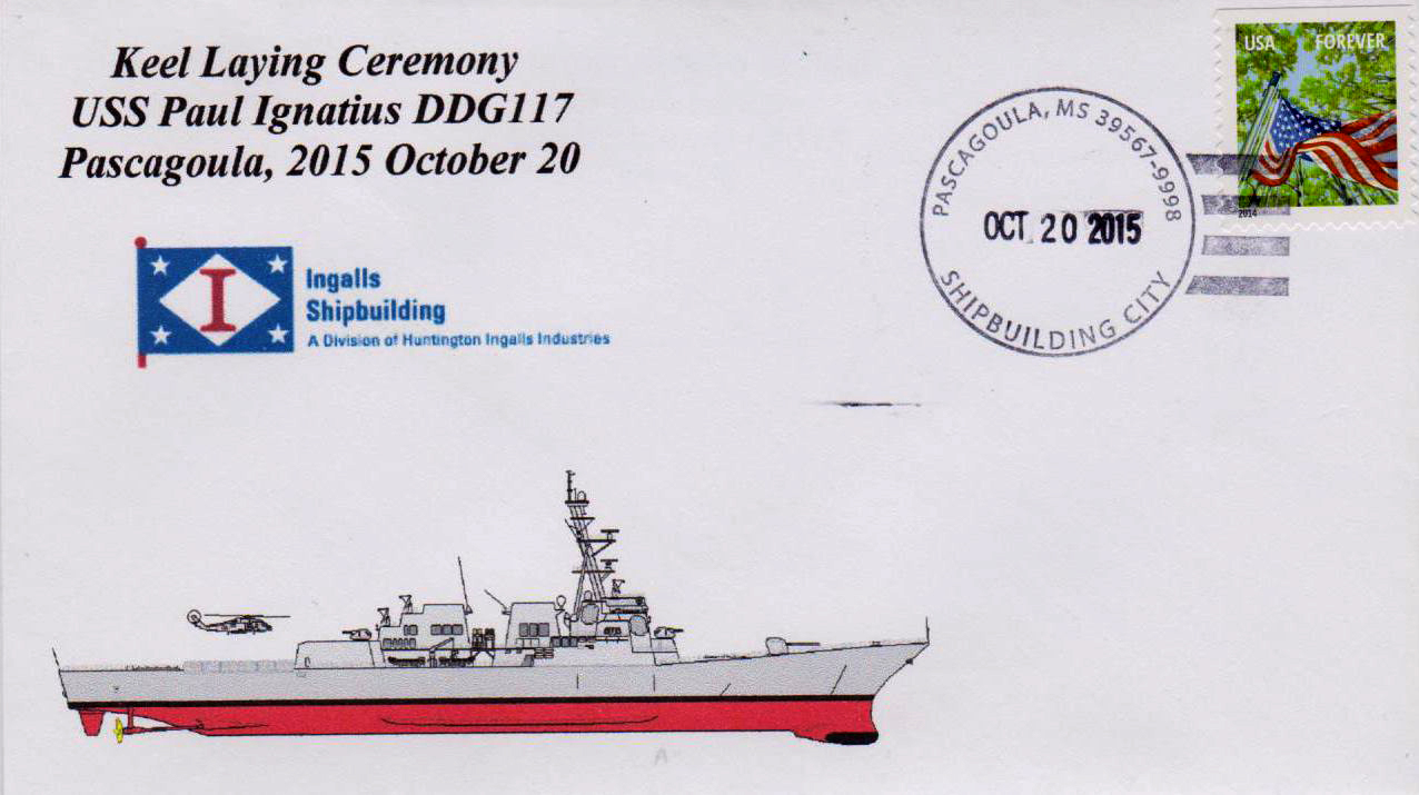 Beleg USS PAUL IGNATIUS DDG-117 Kiellegung von Karl Friedrich Weyland