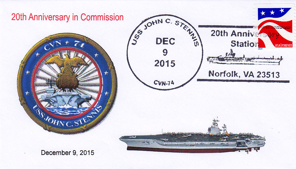 Beleg USS JOHN C. STENNIS CVN-74  20 Jahre im Dienst Norfolk