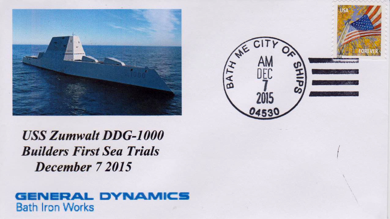 Beleg USS ZUMWALT DDG-1000 First Sea Trails von Karl Friedrich Weyland