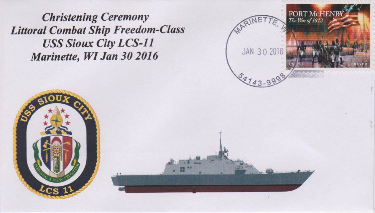 Beleg USS SIOUX CITY LCS-11 Taufe von Karl Friedrich Weyland