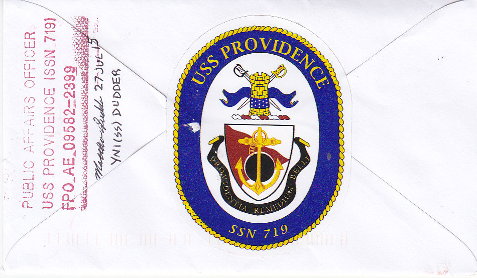 Beleg USS PROVIDENCE SSN-719 vom 09.02.2016 Rückseite