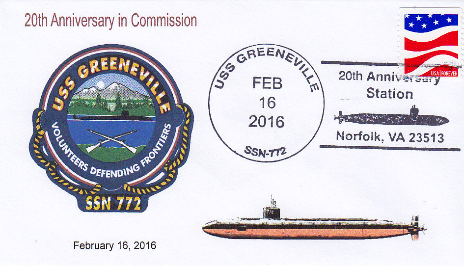 Beleg USS GREENEVILLE SSN-772  20 Jahre im Dienst