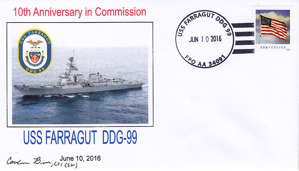 Beleg USS FARRAGUT DDG-99  10 Jahre im Dienst