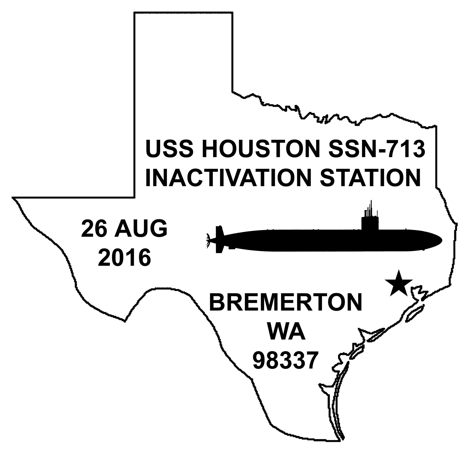 Sonderpoststempel USS HOUSTON SSN-713 Inaktivierung Grafik: Wolfgang Hechler