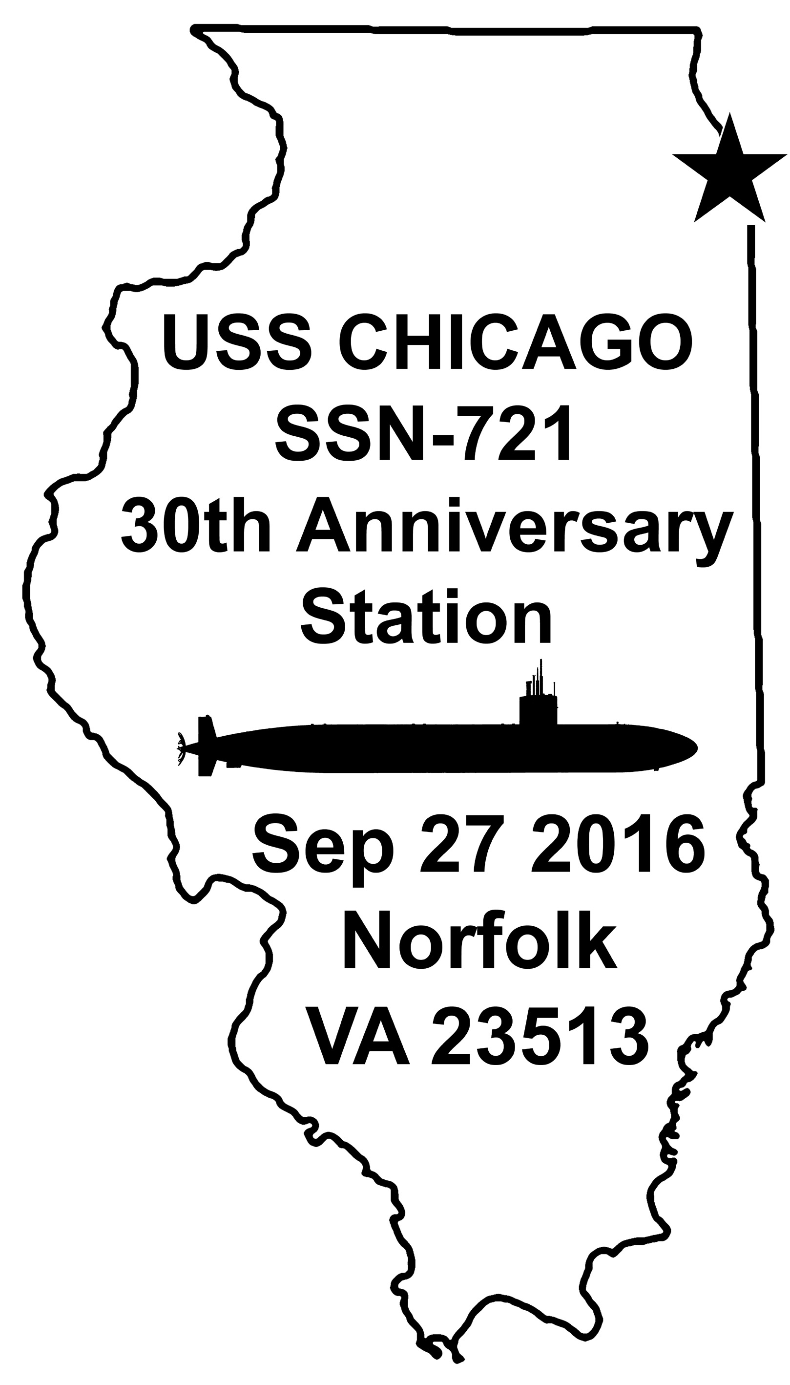 Sonderpoststempel USS CHICAGO SSN-721  30 Jahre im Dienst Grafik: Wolfgang Hechler