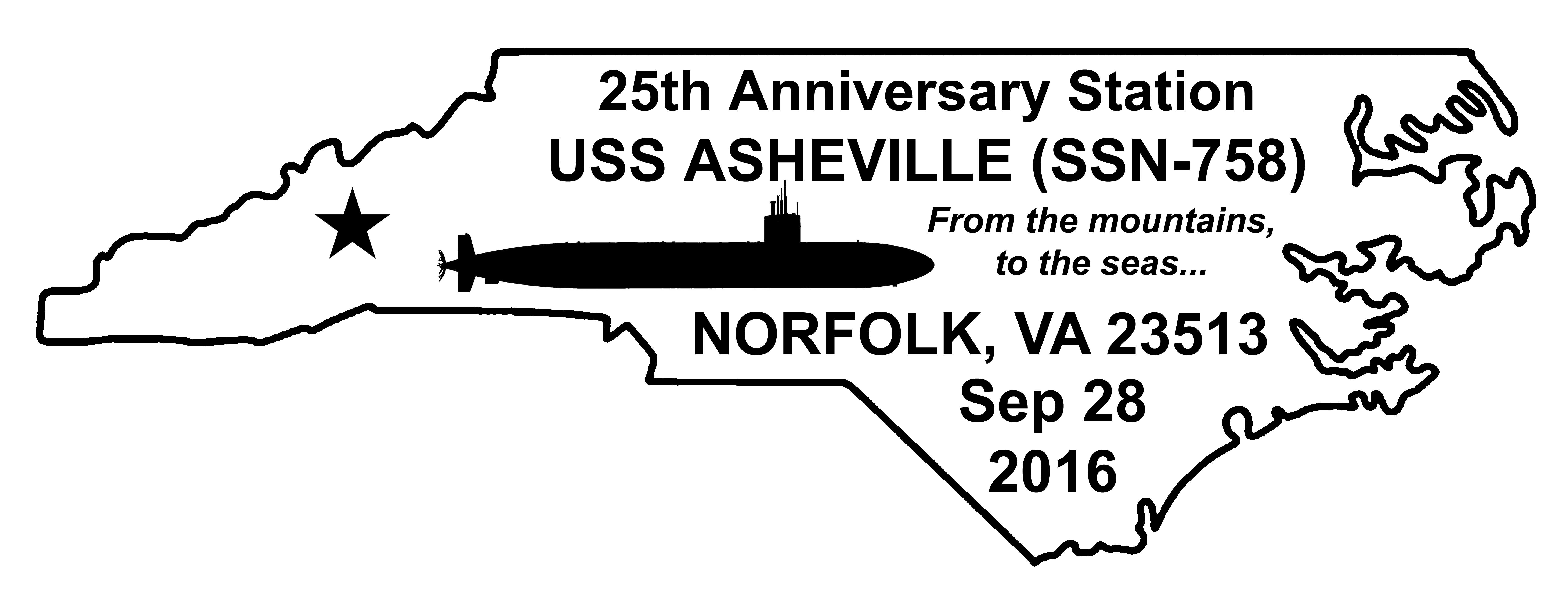 Sonderpoststempel USS ASHEVILLE SSN-758  25 Jahre im Dienst Grafik: Wolfgang Hechler