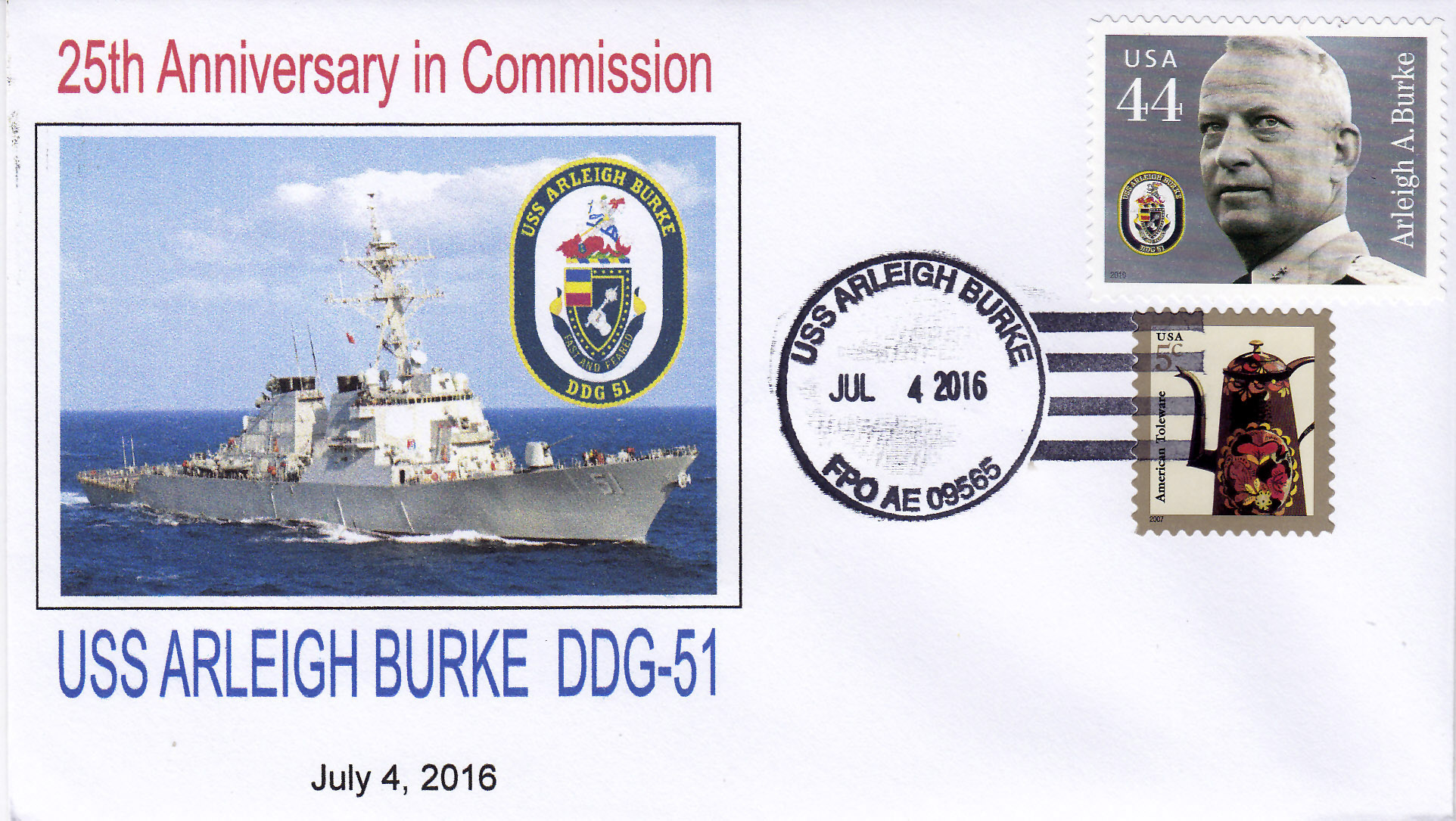 Beleg USS ARLEIGH BURKE DDG-51  25 Jahre im Dienst