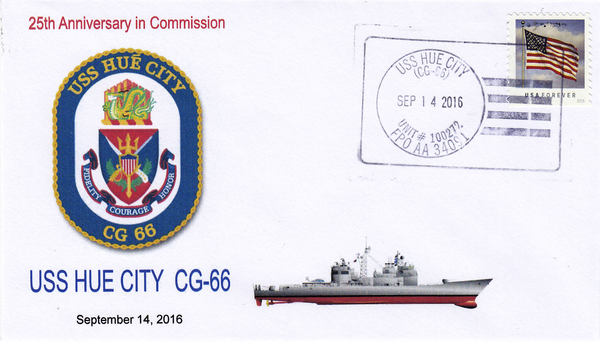 Beleg USS HUE CITY CG-66  25 Jahre im Dienst