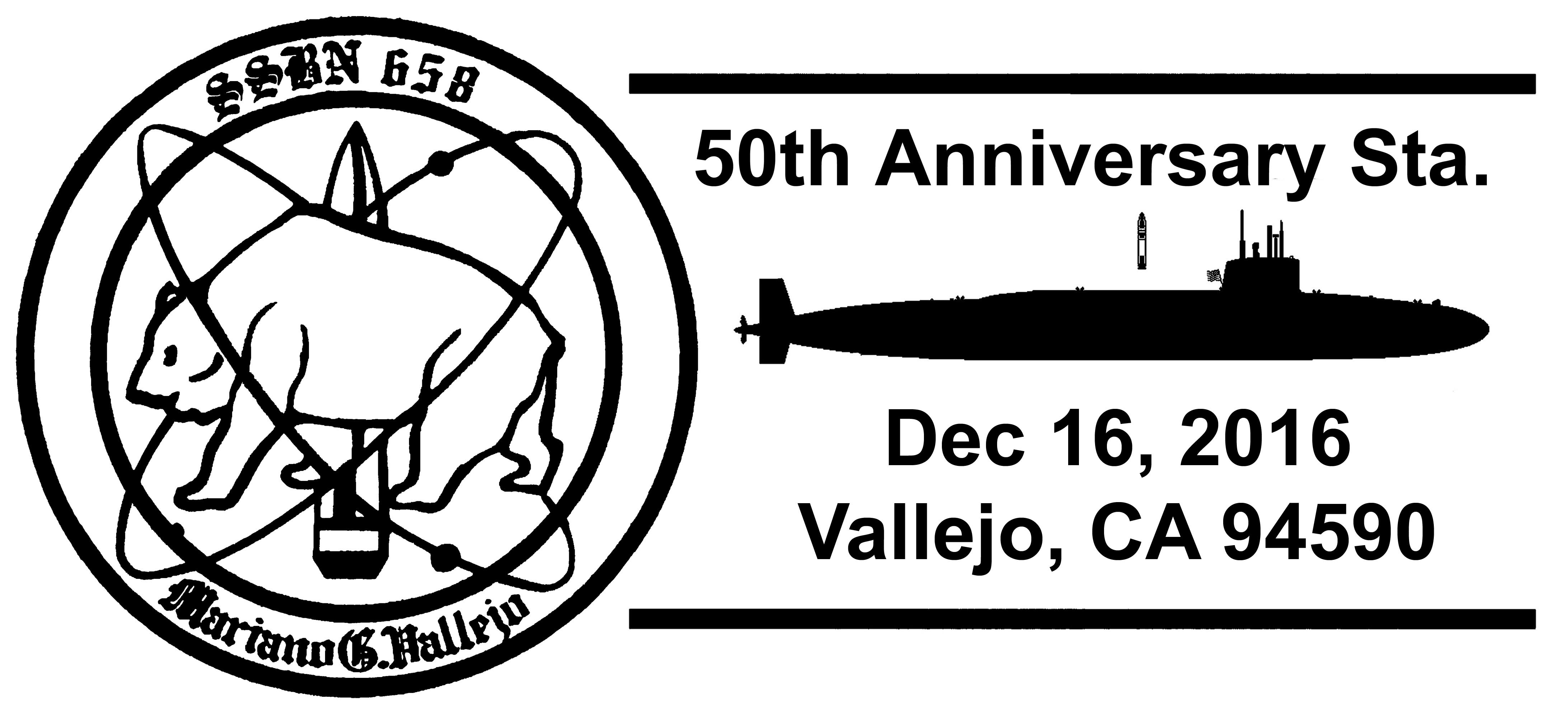 Sonderpoststempel USS MARIANO G. VALLEJO SSBN-658  50 Jahre Indienststellung geändert Grafik: Wolfgang Hechler