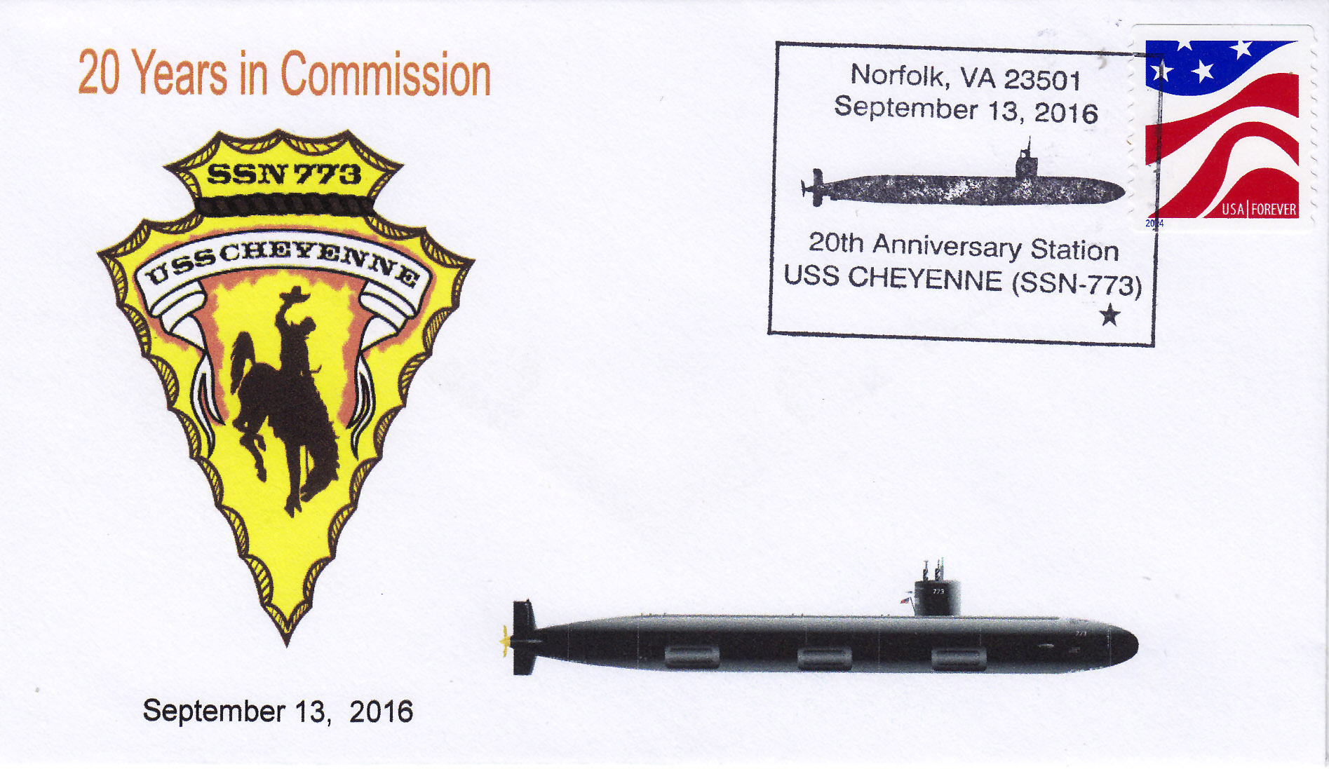 Beleg USS CHEYENNE SSN-773  20 Jahre im Dienst