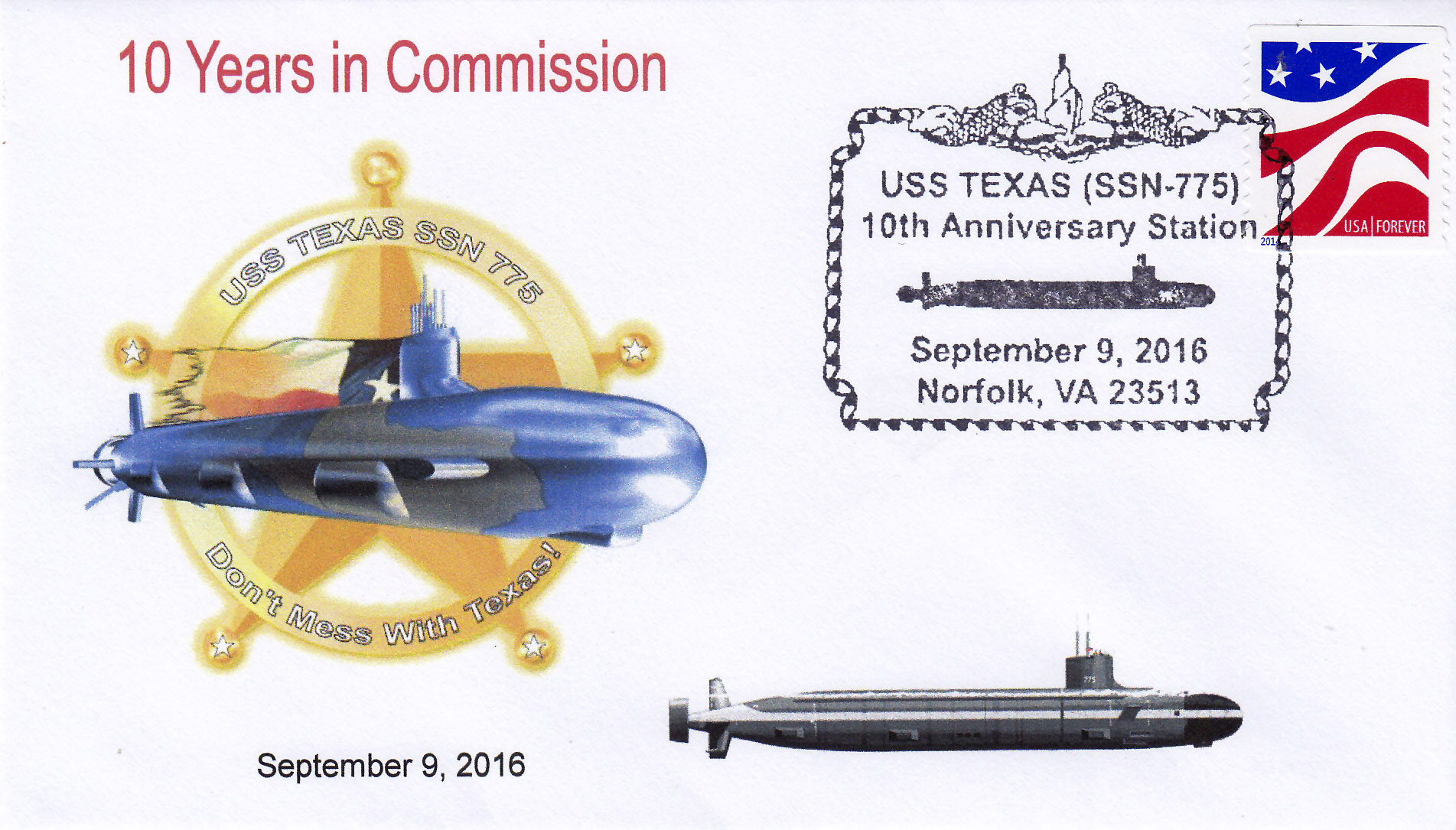 Beleg USS TEXAS SSN-775  10 Jahre im Dienst
