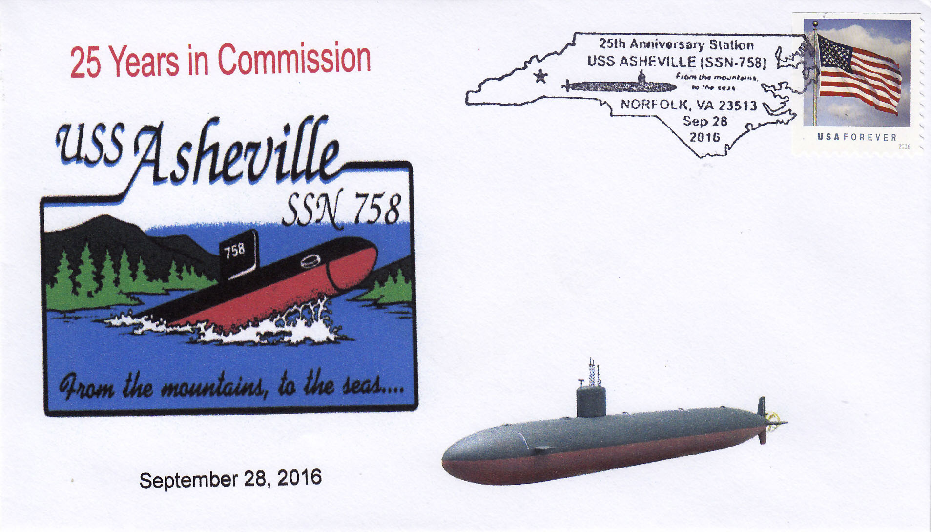 Beleg USS ASHEVILLE SSN-758  25 Jahre im Dienst