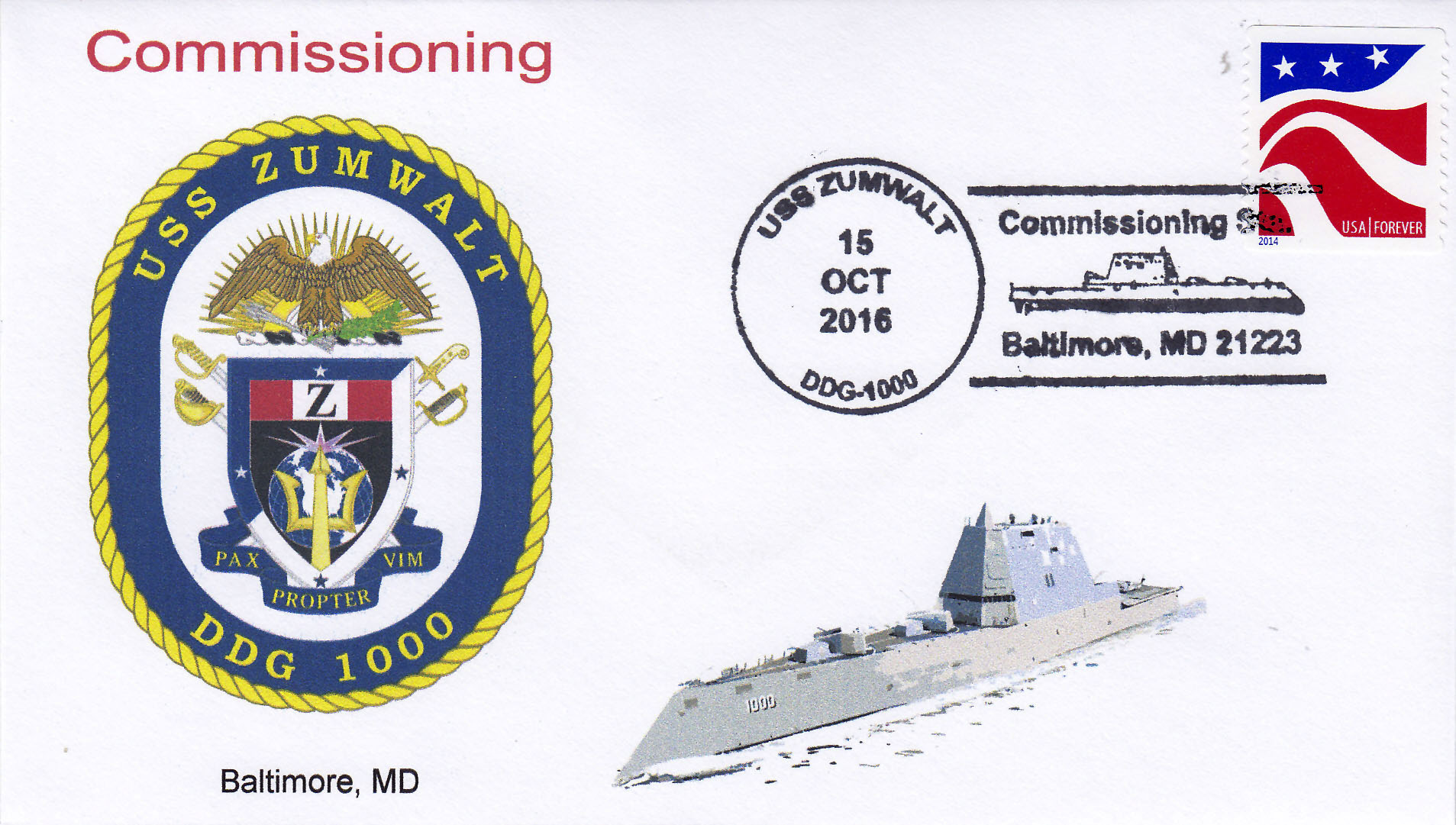 Beleg USS ZUMWALT DDG-1000 Indienststellung Baltimore
